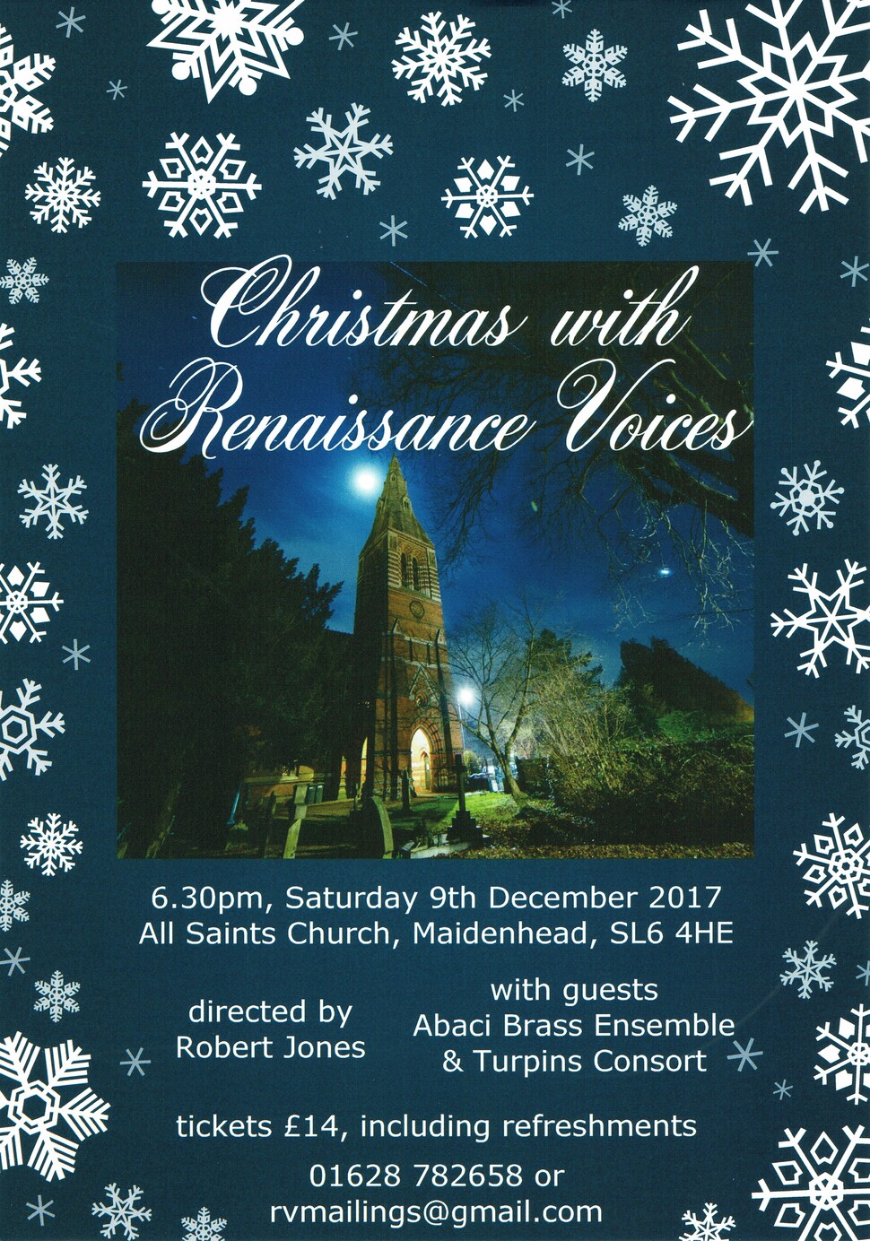 Flyer for the concert on Saturday, 9th December 2017