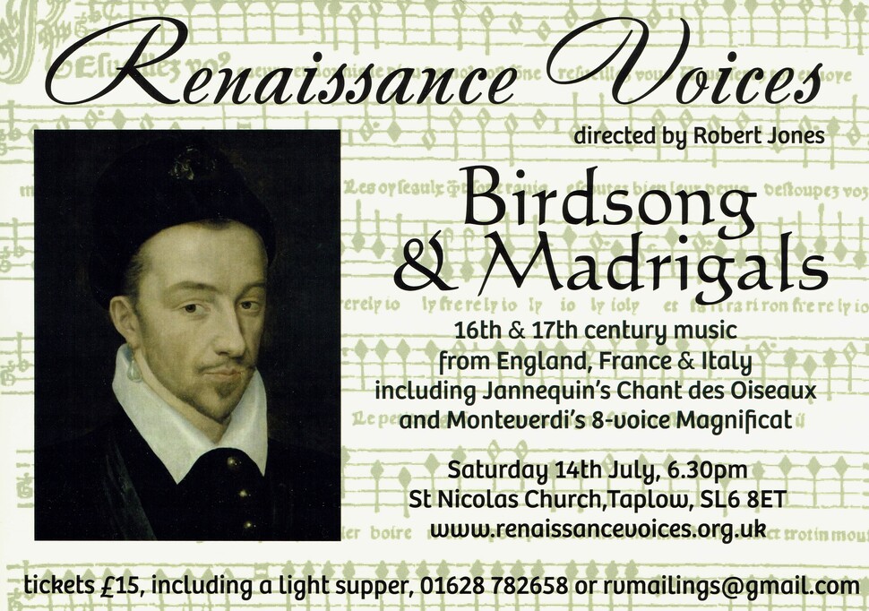 Flyer for the concert on Saturday, 14th July 2018