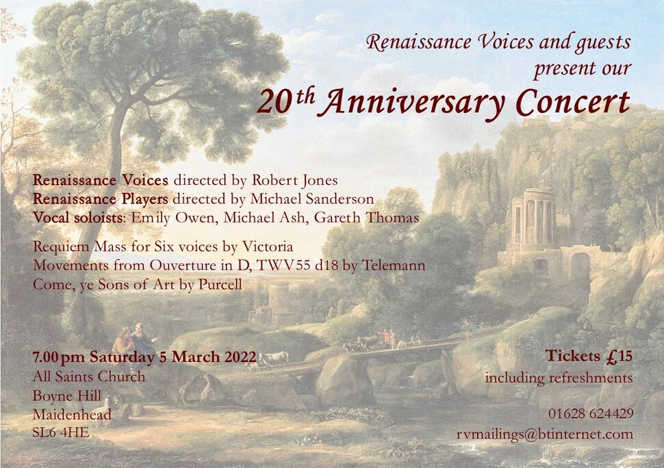 Flyer for the concert on Saturday, 5th March 2022